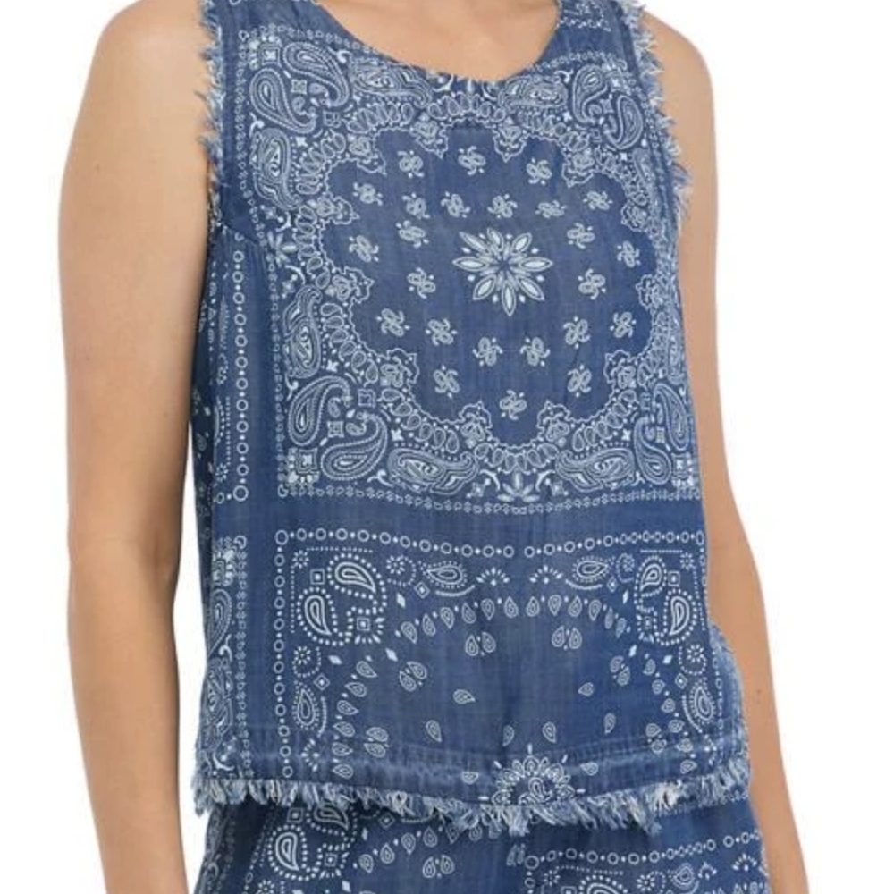 For The Republic Blue Denim Tank Top Sz.S NWT